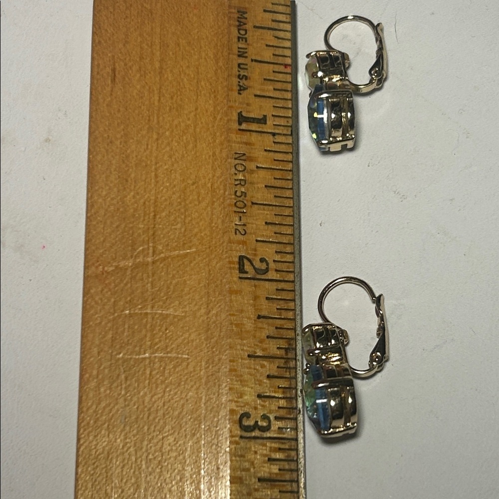 Iridescent AB Crystal Drop Earrings - Picture 7 of 7